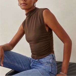 Reformation Brown Mock Neck Top